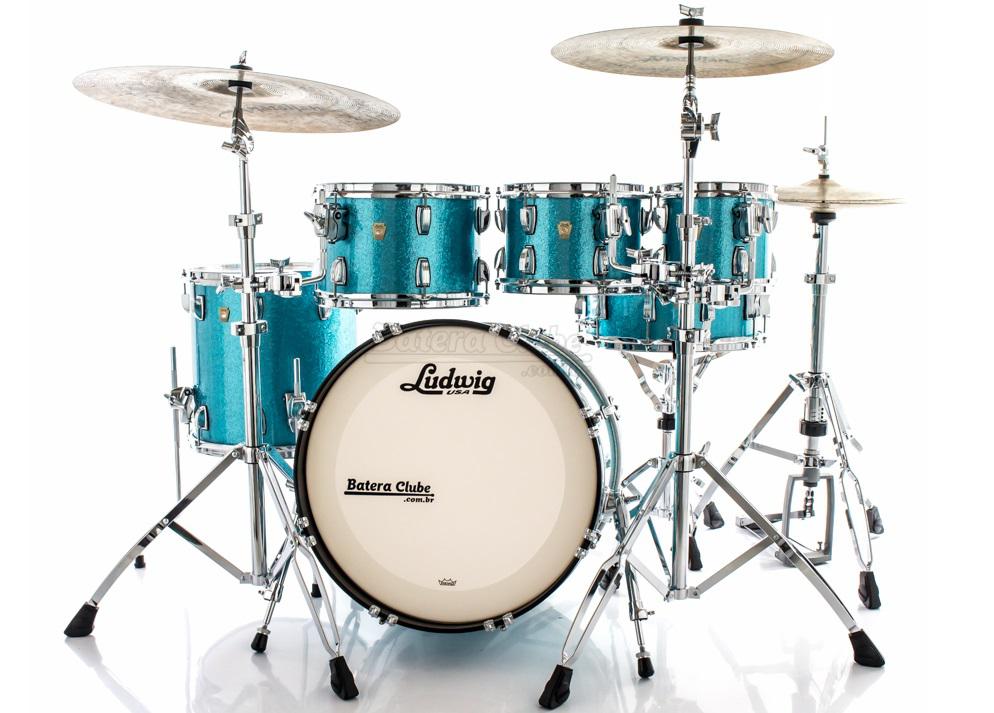 Bateria Ludwig Classic Maple Teal Blue Sparkle 20",8",10",12",14" (Shell Pack) Made in USA