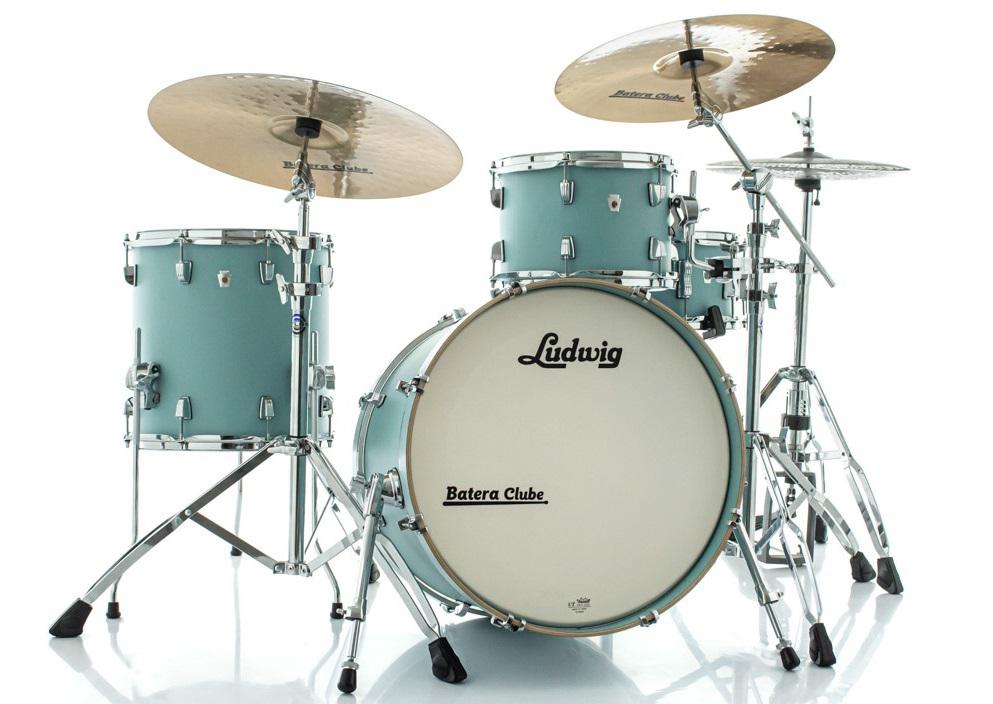 Bateria Ludwig NeuSonic Made in USA Skyline Blue Bumbo 20",12",14" (Shell Pack) Maple Cherry
