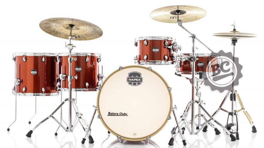 Bateria Mapex Mars Birch Blood Orange Sparkle 22",12",14",16" (Shell Pack), Caixa 14x6,5" MA528SF