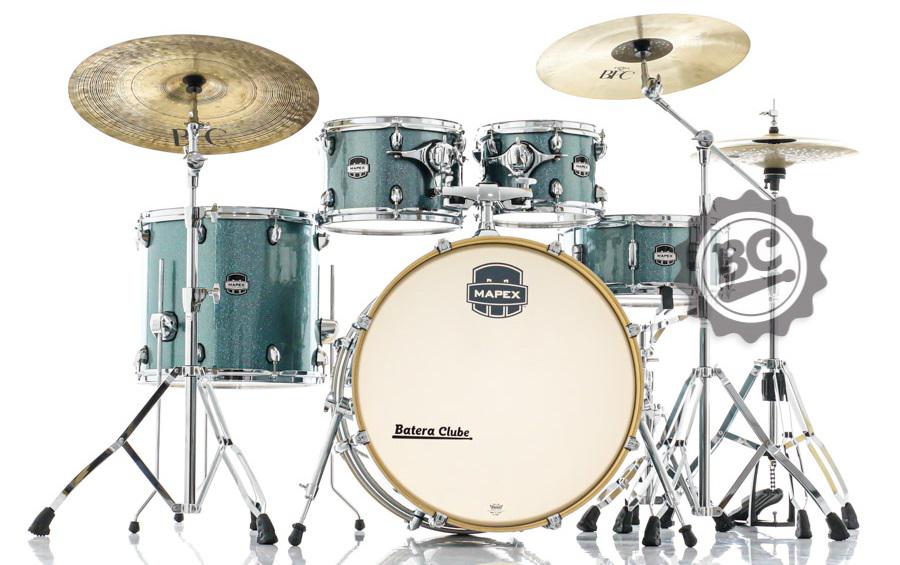 Bateria Mapex Mars Birch Twilight Sparkle 22",10",12",16", Caixa 14x6,5" com Ferragens MA529SF
