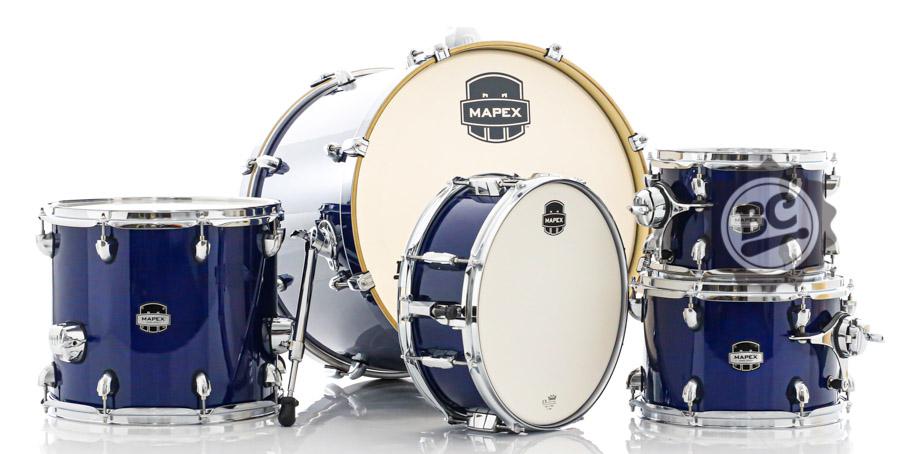 Bateria Mapex Mars Maple Midnight Blue 20",10",12",14" (Shell Pack), Caixa 14x5,5" MM504SF