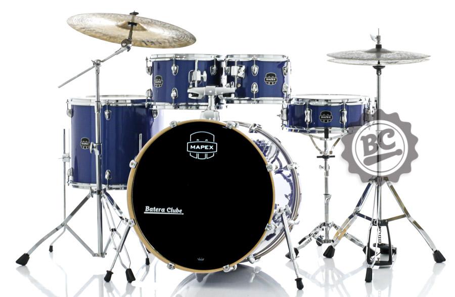 Bateria Mapex New Venus Series Blue Sky Sparkle 20",10",12",14" com Ferragens, Banco e Peles Remo