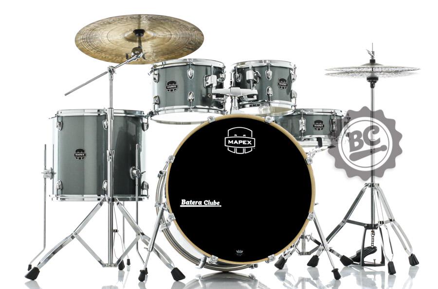 Bateria Mapex New Venus Series Steel Blue Metallic 22",10",12",16" com Ferragens, Banco e Peles Remo