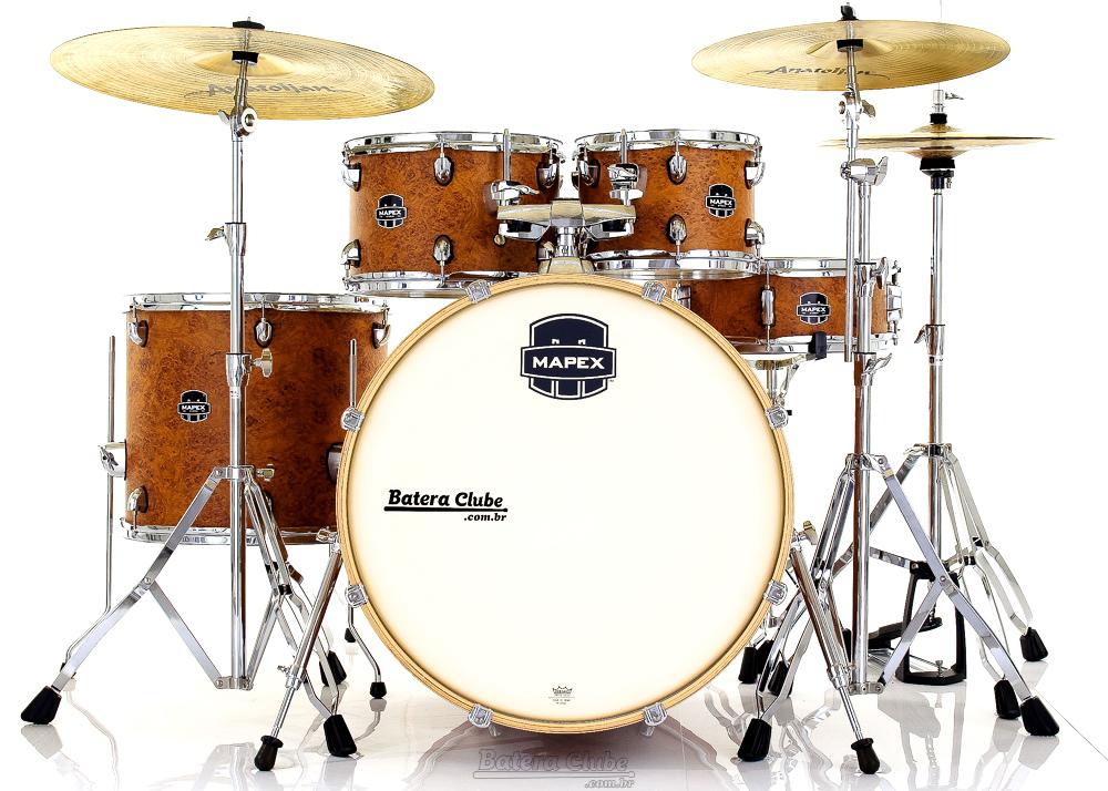 Bateria Mapex Storm Camphor Wood Grain 22",10",12",16" com Kit de Ferragens 400 Series