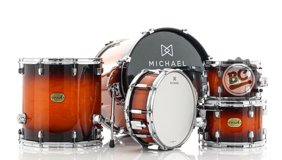 Bateria Michael Evolve Maple Lacquer Sunburst LSB 20",10",12",14" (Shell Pack) com Aros Powerhoop