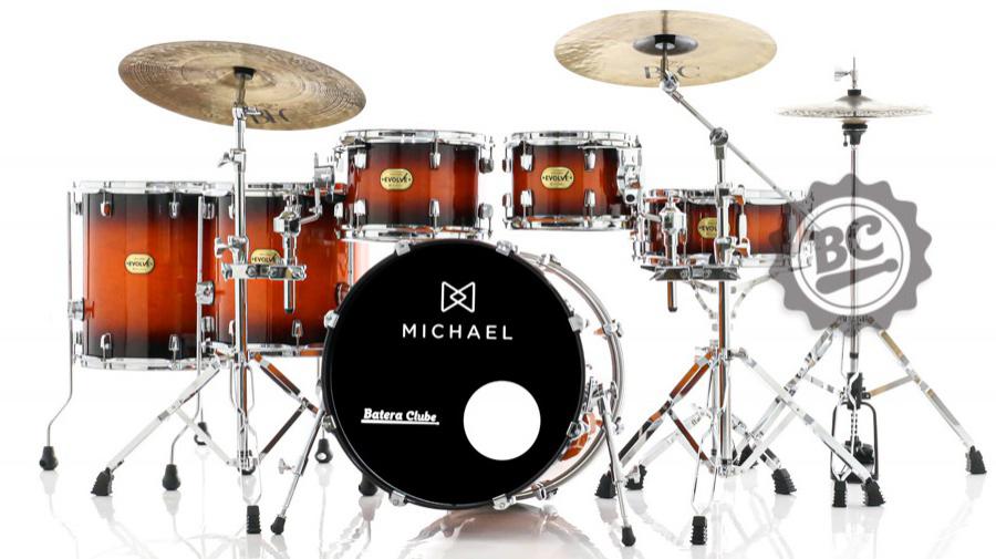 Bateria Michael Evolve Maple Lacquer Sunburst LSB 20",10",12",14",16" com Ferragens e Aros Powerhoop