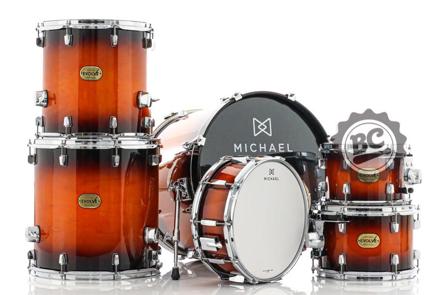 Bateria Michael Evolve Maple Lacquer Sunburst LSB 20",10",12",14",16" (Shell Pack) com Aros Powerhoop