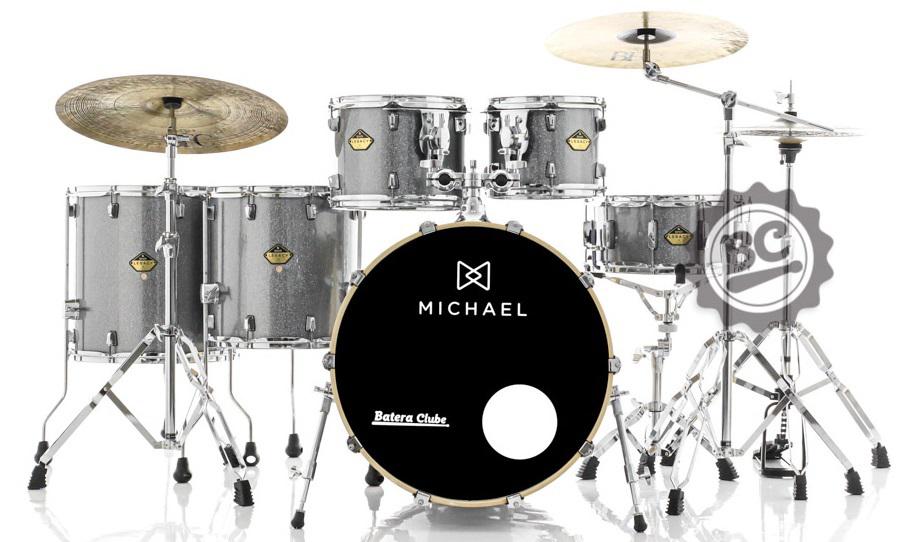 Bateria Michael Legacy Birch Bright Grey BRG 20",10",12",14",16" Ferragens duplas e 2 estantes