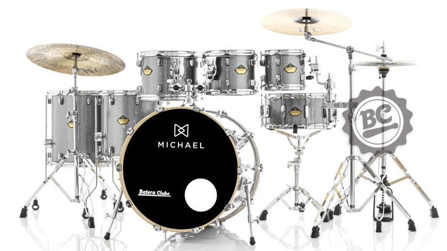 Bateria Michael Legacy Birch Bright Grey BRG 20",8",10",12",14",16" Ferragens duplas e 2 estantes