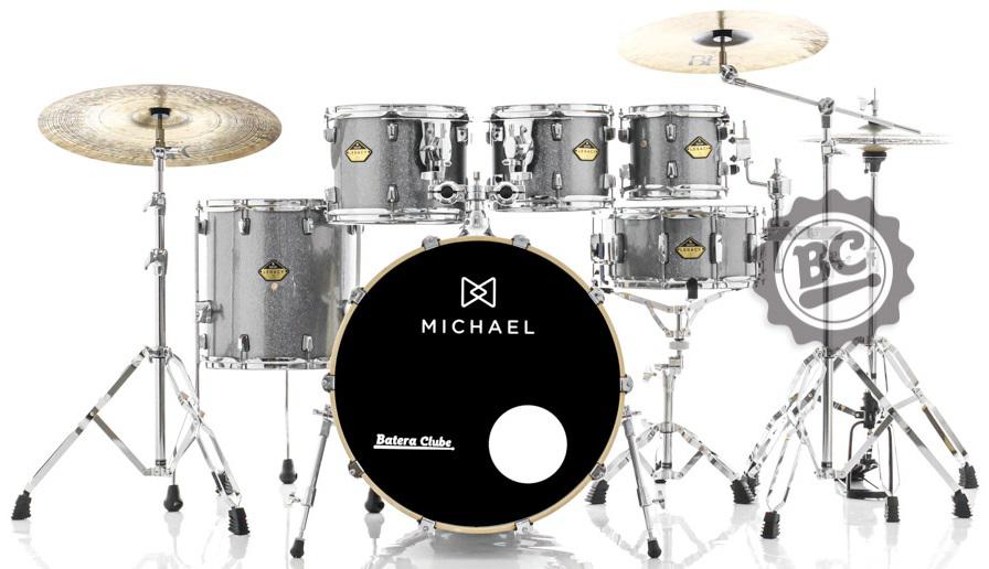 Bateria Michael Legacy Birch Bright Grey BRG 20",8",10",12",14" Ferragens duplas e 2 estantes