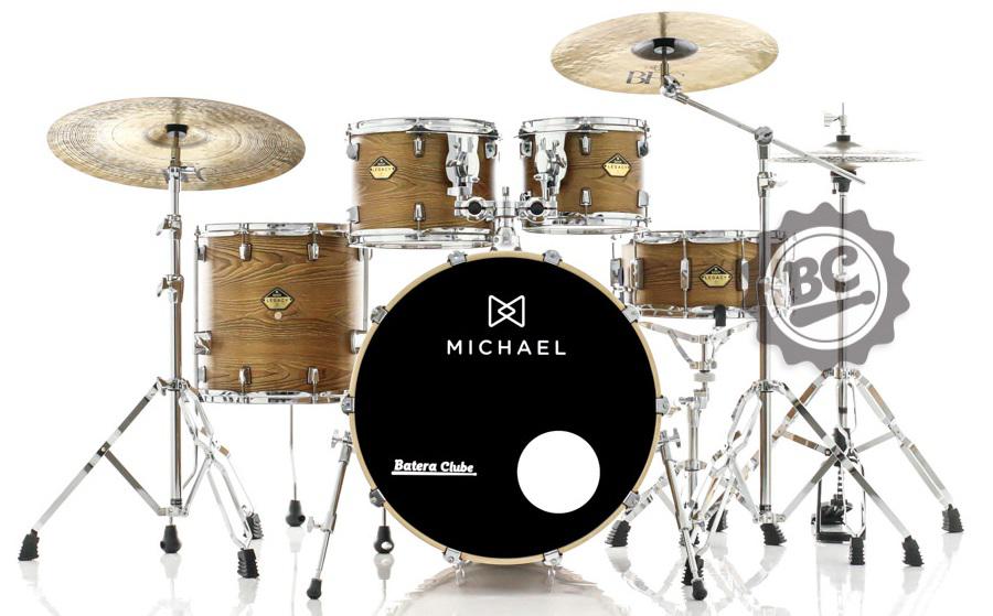 Bateria Michael Legacy Birch Forest FRT 22",10",12",16" com Ferragens duplas e 2 estantes