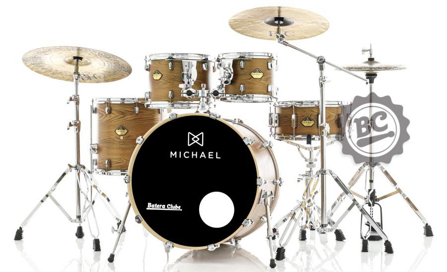 Bateria Michael Legacy Birch Forest FRT 20",10",12",14" com Ferragens duplas e 2 estantes