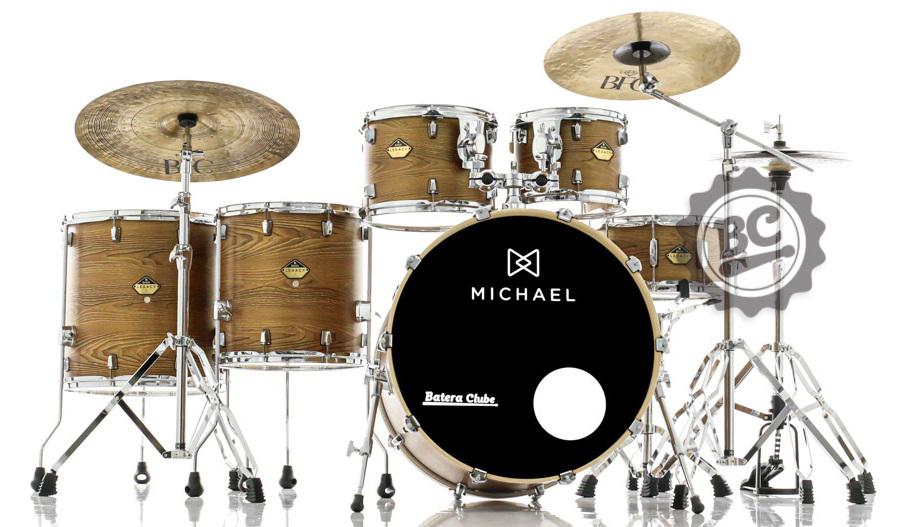 Bateria Michael Legacy Birch Forest FRT 22",10",12",14",16" com Ferragens duplas e 2 estantes