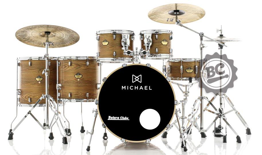 Bateria Michael Legacy Birch Forest FRT 20",10",12",14",16" com Ferragens duplas e 2 estantes