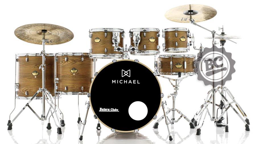 Bateria Michael Legacy Birch Forest FRT 20",8",10",12",14",16" com Ferragens duplas e 2 estantes