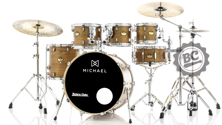 Bateria Michael Legacy Birch Forest FRT 20",8",10",12",14" com Ferragens duplas e 2 estantes