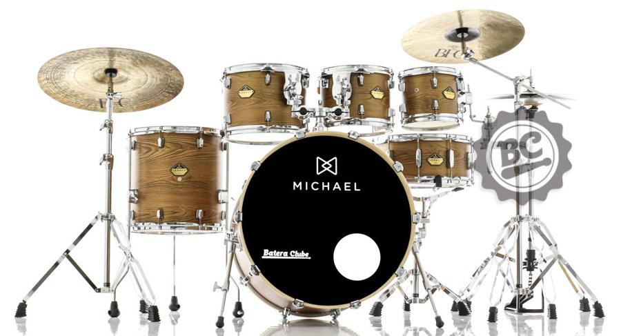 Bateria Michael Legacy Birch Forest FRT 22",8",10",12",16" com Ferragens duplas e 2 estantes