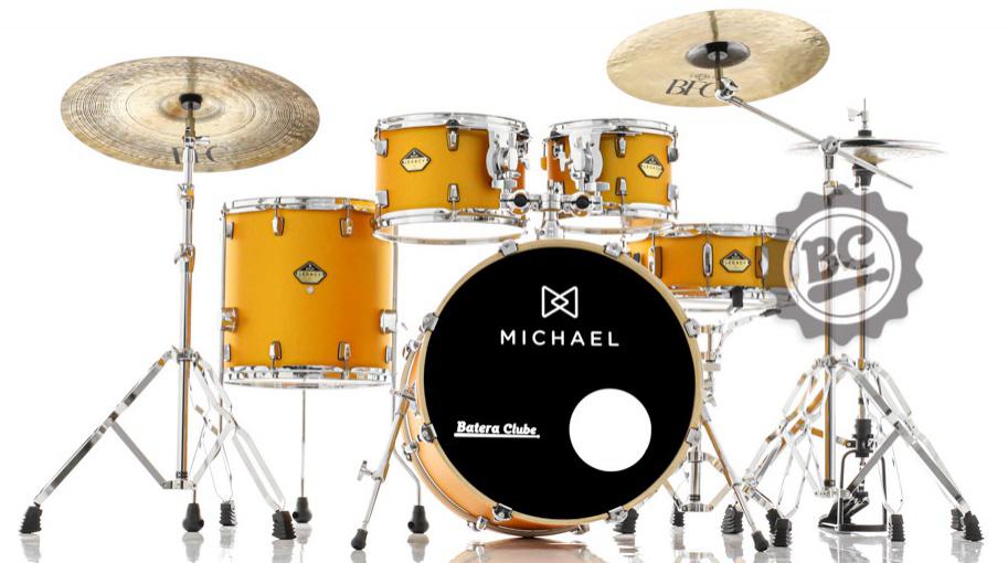 Bateria Michael Legacy Birch Shining Gold SHG 22",10",12",16" com Ferragens duplas e 2 estantes