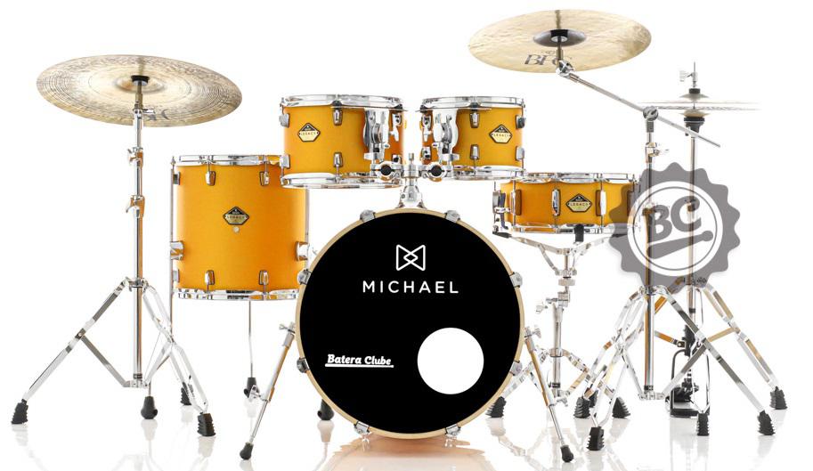 Bateria Michael Legacy Birch Shining Gold SHG 20",10",12",14" com Ferragens duplas e 2 estantes