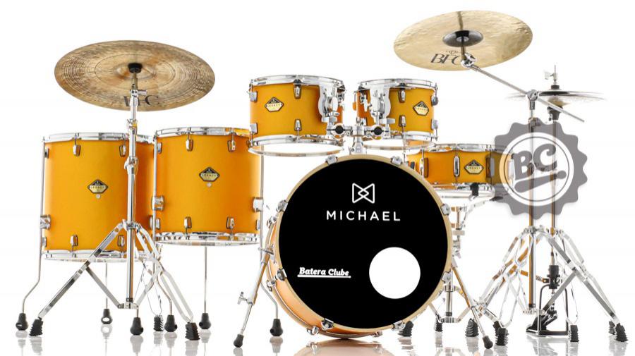 Bateria Michael Legacy Birch Shining Gold SHG 22",10",12",14",16" com Ferragens duplas e 2 estantes