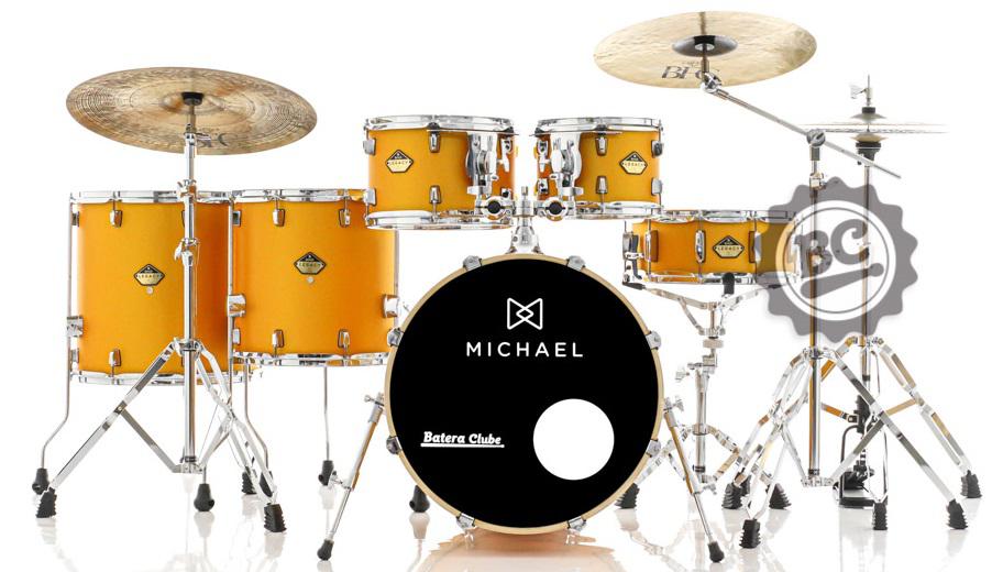 Bateria Michael Legacy Birch Shining Gold SHG 20",10",12",14",16" com Ferragens duplas e 2 estantes