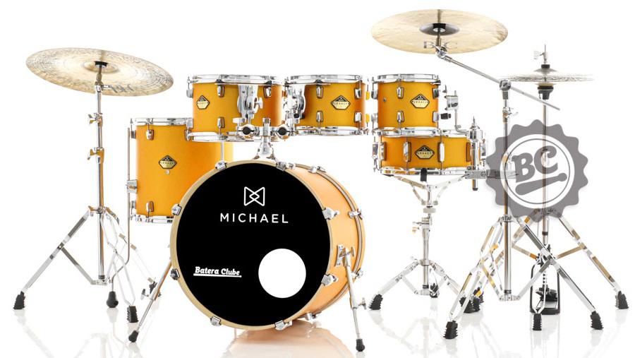 Bateria Michael Legacy Birch Shining Gold SHG 20",8",10",12",14" com Ferragens duplas e 2 estantes