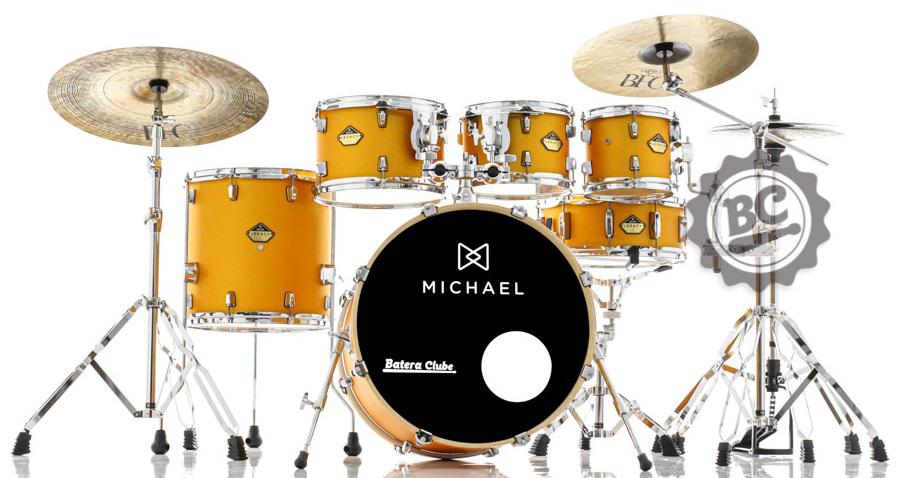 Bateria Michael Legacy Birch Shining Gold SHG 22",8",10",12",16" com Ferragens duplas e 2 estantes