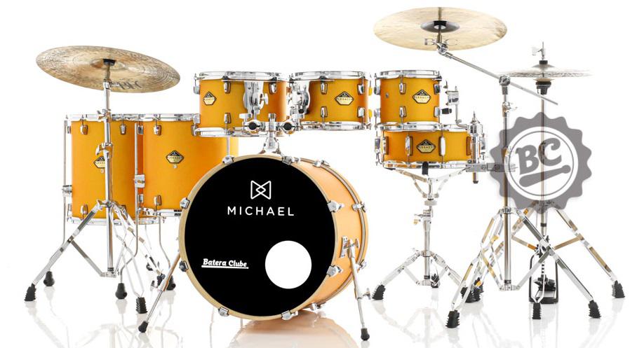 Bateria Michael Legacy Birch Shining Gold SHG 20",8",10",12",14",16" com Ferragens duplas e 2 estantes