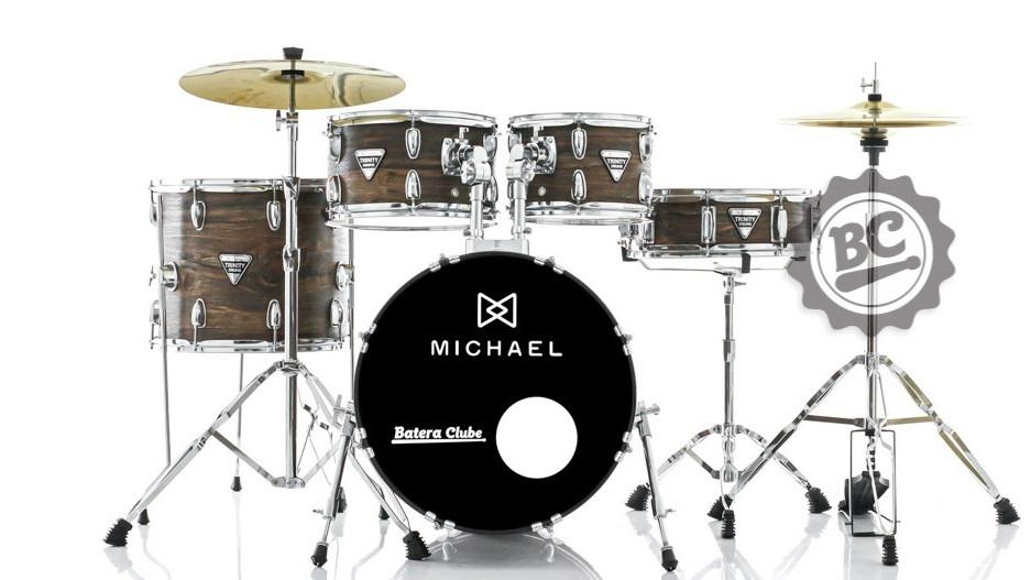 Bateria Michael Trinity Matte Oaky DMT318MDK com Bumbo 18",10",12",14" c/ Ferragens, Pratos e Banco
