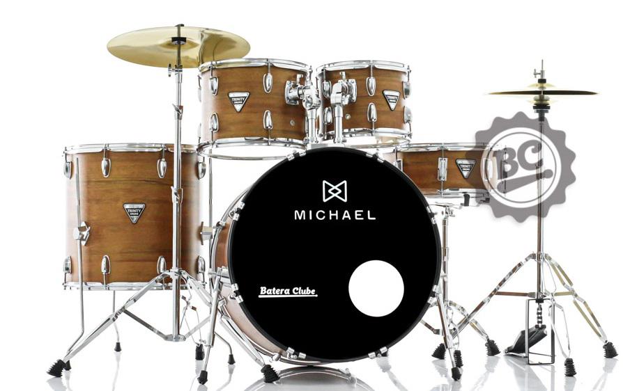 Bateria Michael Trinity Matte Mahog DMT322MMH Bumbo 22",10",12",16" c/ Ferragens, Pratos e Banco