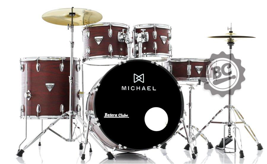Bateria Michael Trinity Matte Red DMT322MRD com Bumbo 22",10",12",16" c/ Ferragens, Pratos e Banco