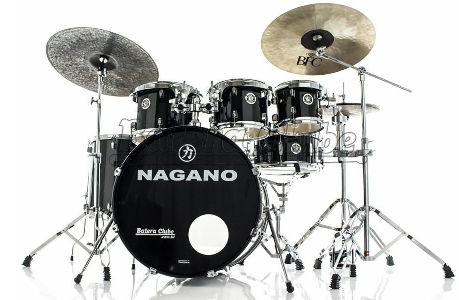 Bateria Nagano Garage Fusion Ebony Sparkle 20",8",10",12",14" com Banco e Peles Duplas