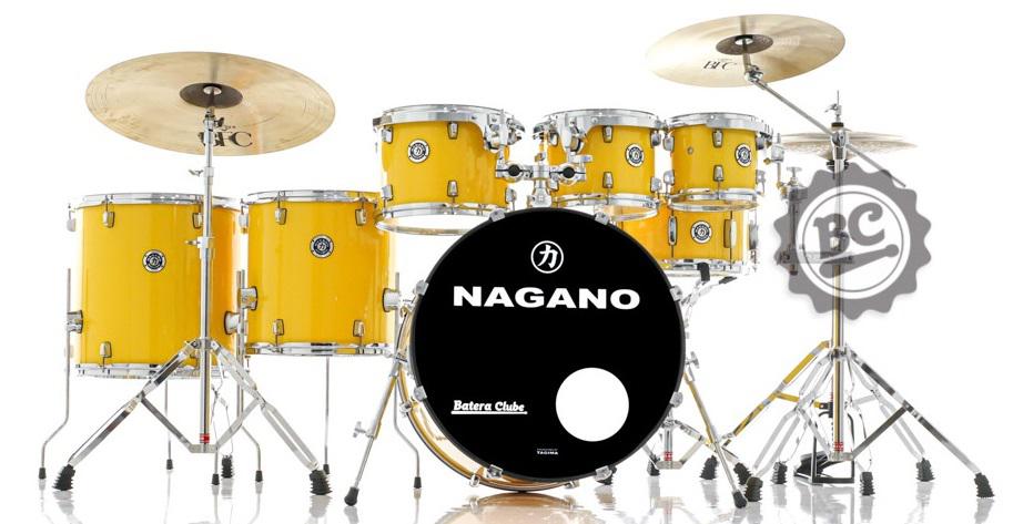 Bateria Nagano Garage Rock Yellow Race 22",8",10",12",14",16" com Banco e Peles Duplas