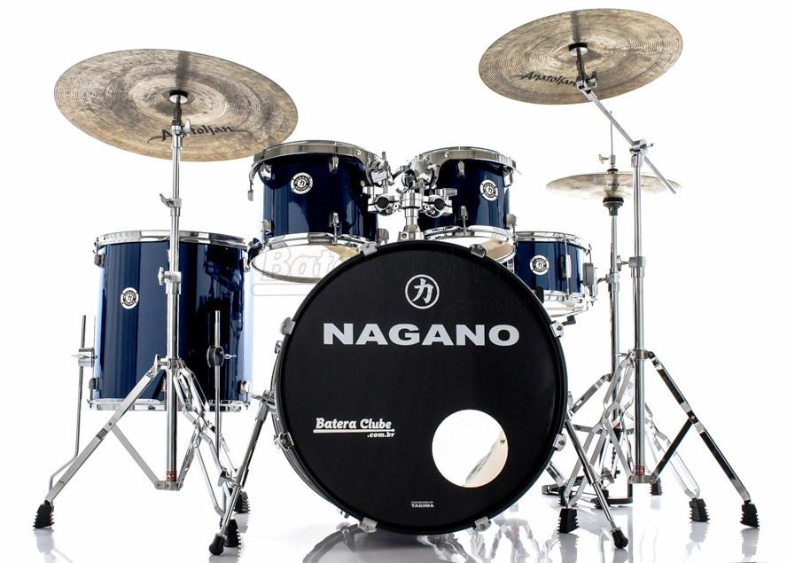 Bateria Nagano Garage Rock Blue Night 22",10",12",16" com Banco e Peles Duplas