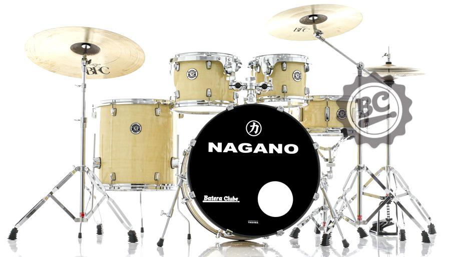 Bateria Nagano Garage Rock Natural Clear 22",10",12",16" com Banco e Peles Duplas