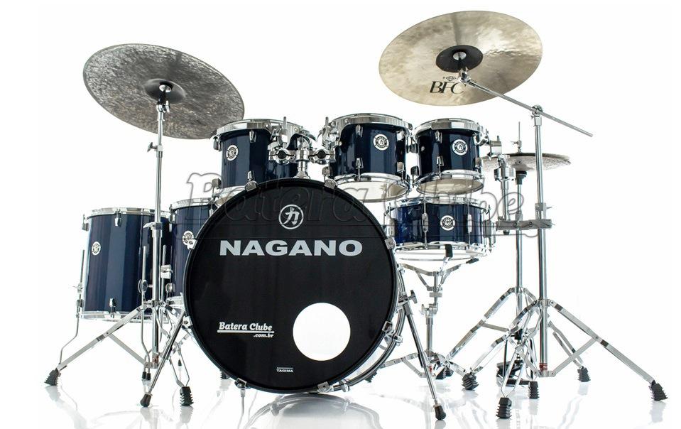 Bateria Nagano Garage Rock Plus Blue Night 22",8",10",12",14",16" com Banco e Peles Duplas