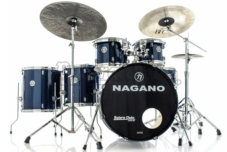 Bateria Nagano Garage Rock Plus Blue Night 22",10",12",14",16" com Banco e Peles Duplas