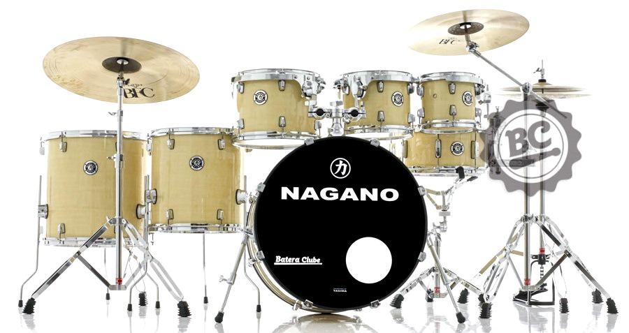 Bateria Nagano Garage Rock Natural Clear 22",8",10",12",14",16" com Banco e Peles Duplas