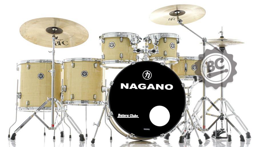 Bateria Nagano Garage Rock Natural Clear 22",10",12",14",16" com Banco e Peles Duplas