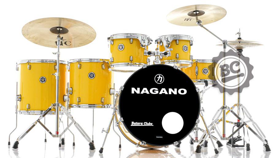 Bateria Nagano Garage Rock Yellow Race 22",10",12",14",16" com Banco e Peles Duplas