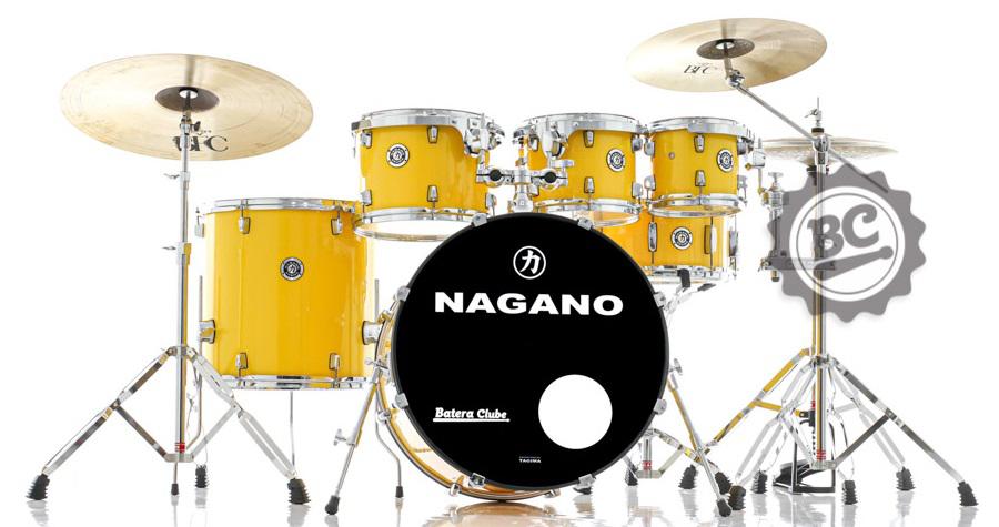 Bateria Nagano Garage Rock Yellow Race 22",8",10",12",16" com Banco e Peles Duplas