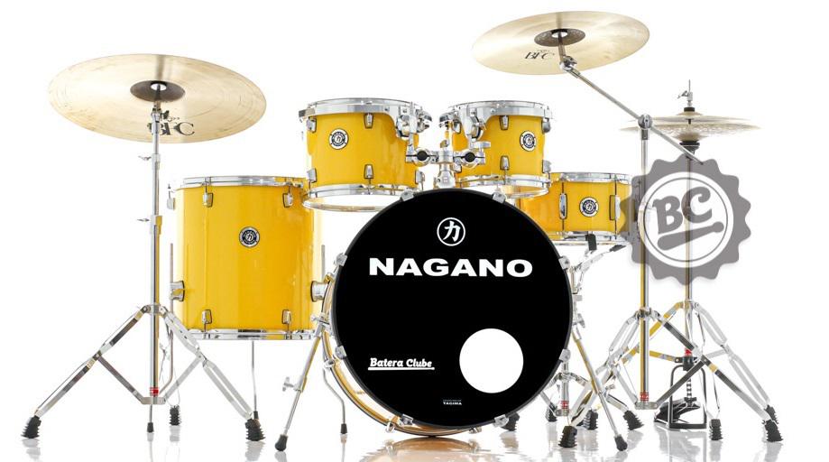 Bateria Nagano Garage Rock Yellow Race 22",10",12",16" com Banco e Peles Duplas