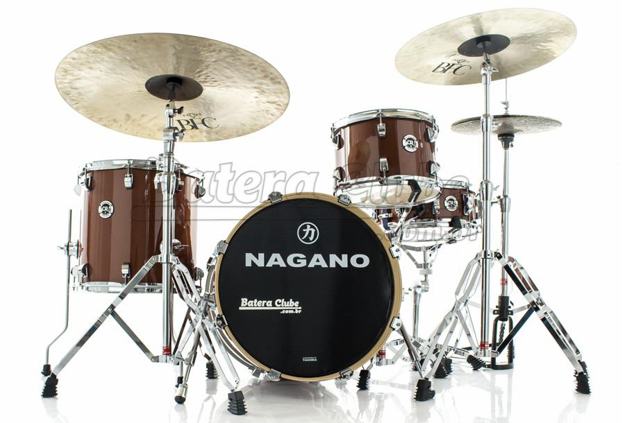 Bateria Nagano World Be Bop Coffee Brown com Bumbo 18", Tom 12", Surdo 14", Caixa e Ferragens