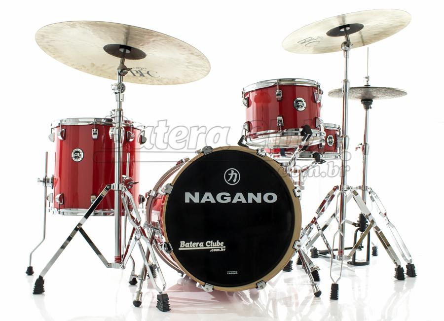 Bateria Nagano World Be Bop Dark Wine com Bumbo 18", Tom 12", Surdo 14", Caixa e Ferragens