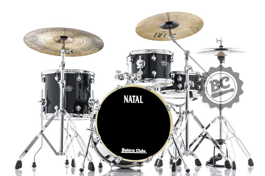 Bateria Natal by Marshall Arcadia Jazz Series Black Sparkle com bumbo 18" com ferragens e 2 estantes