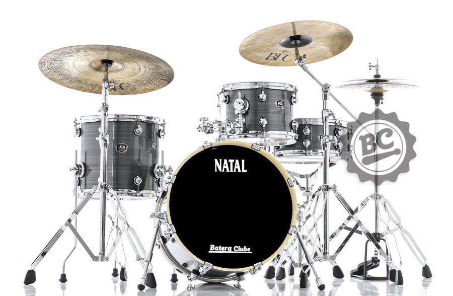 Bateria Natal by Marshall Arcadia Jazz Series Grey Strata com bumbo 18" com ferragens e 2 estantes