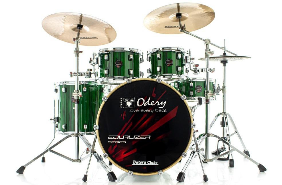 Bateria Odery Equalizer EQ.200 Emerald Green 20",10",12",14" com Ferragens e Cascos com Maple