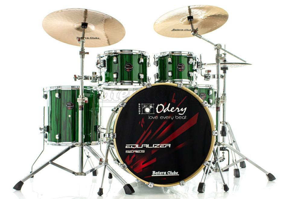 Bateria Odery Equalizer EQ.220 Emerald Green 22",10",12",16" com Ferragens e Cascos com Maple