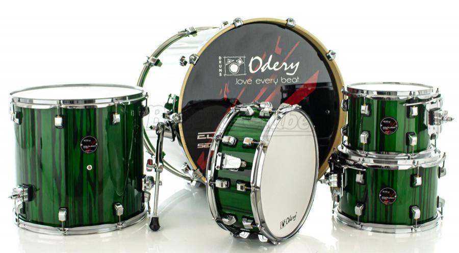 Bateria Odery Equalizer EQ.220 Emerald Green 22",10",12",16" (Shell Pack) e Cascos com Maple