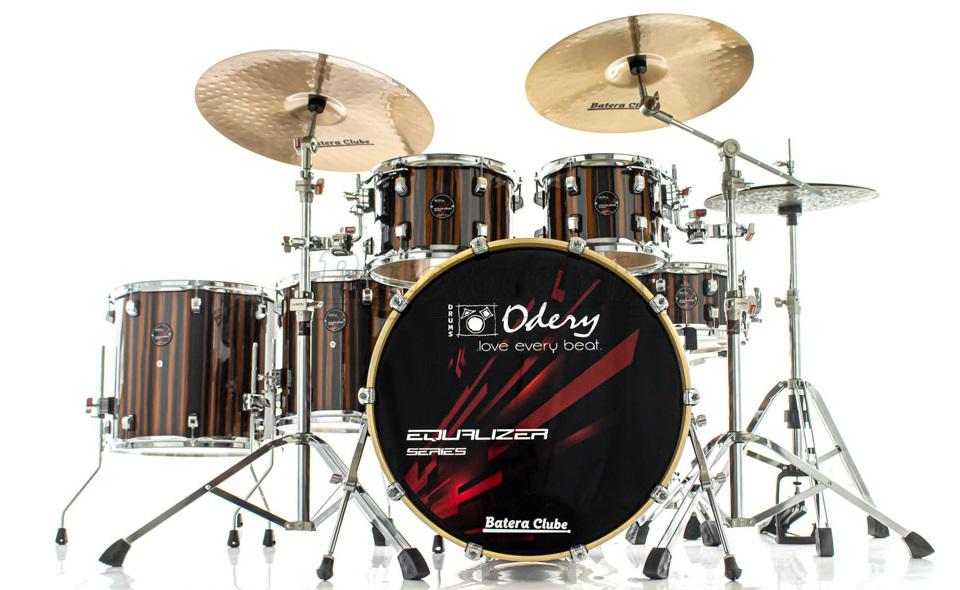 Bateria Odery Equalizer EQ.220 Roma Ebony 22",10",12",14",16" com Ferragens e Cascos com Maple